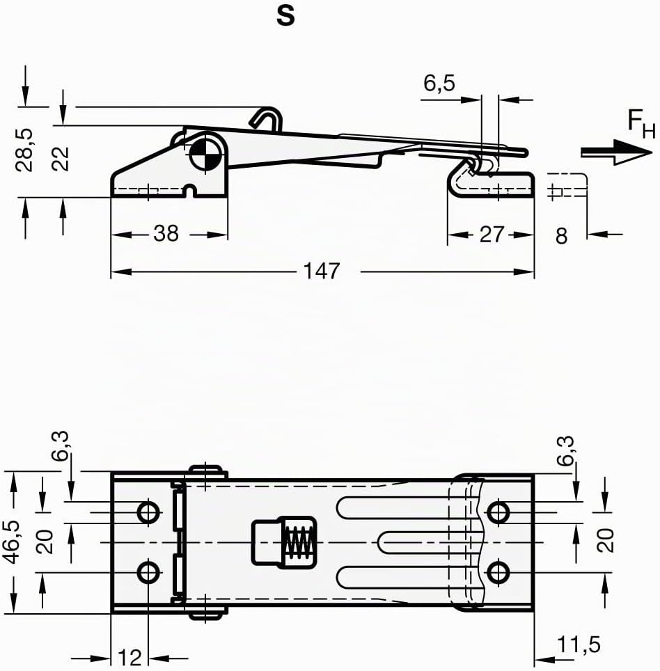 Ganter Normelemente | Spannverschlüsse - GN 821-400-S-ST-1 | Mit Sicherung | Stahl | verzinkt, blau