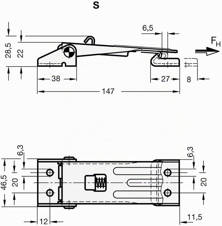 Ganter Normelemente | Spannverschlüsse - GN 821-400-S-ST-1 | Mit Sicherung | Stahl | verzinkt, blau