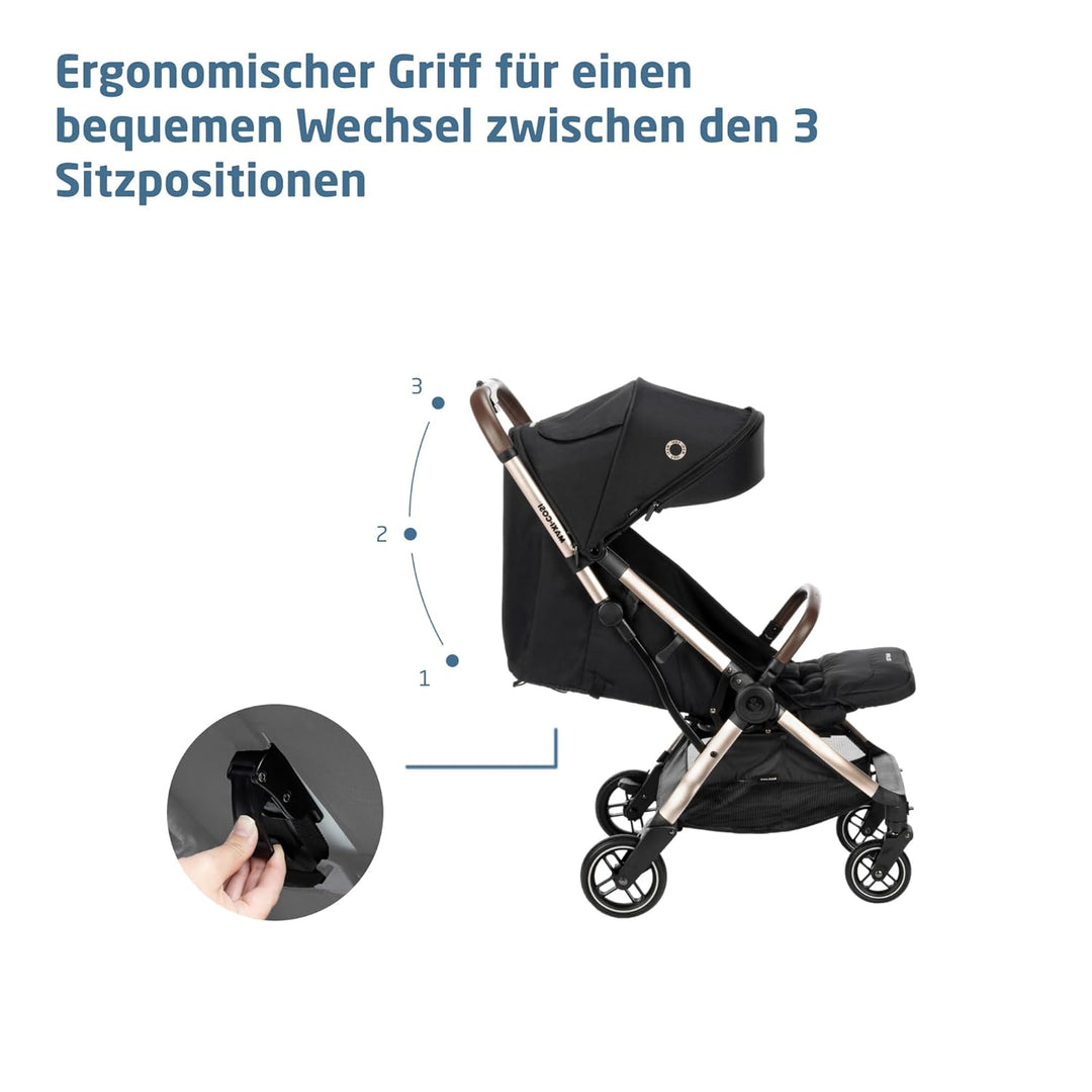 Eva3 Kinderwagen, 0–4 Jahre, 0–22 kg, Baby Kinderwagen, Leicht und kompakt, Flache Liegeposition, 3