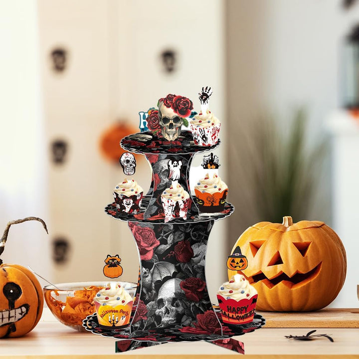 Halloween-Party-Papierkuchenständer, Tischkuchenständer im Gothic-Stil, Dessertständer, Party-Horror