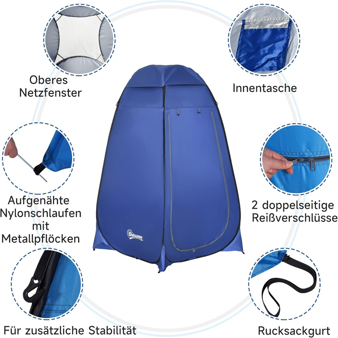 Outsunny Pop-up Duschzelt, tragbare Toilettenzelt mit Tragetasche Fenster Mobile Umkleidezelt WC Zel