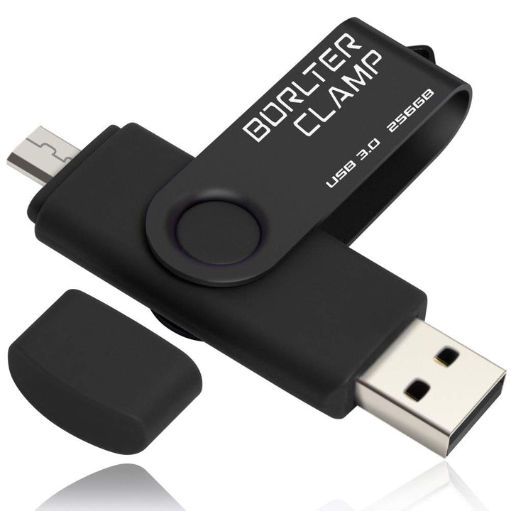 BORLTER CLAMP 256GB USB-Stick 2 in 1 Dual Port USB 3.0 Speicherstick OTG Flash-Laufwerk für Micro-US