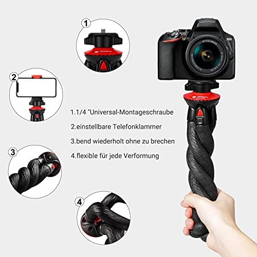 Fotopro Flexibles Smartphone-Stativ, Mini-Stativ, Octopus-Stil, mit Telefonadapter, Kamerastativ für