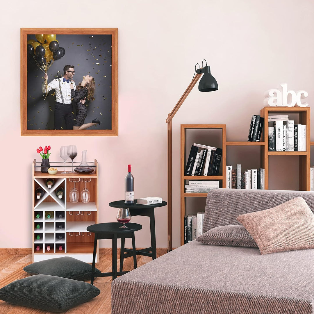 Relaxdays Weinregal mit Glashalter, 22 Flaschen, freistehend, Wein und Sekt, Hausbar HxBxT: 96 x 63