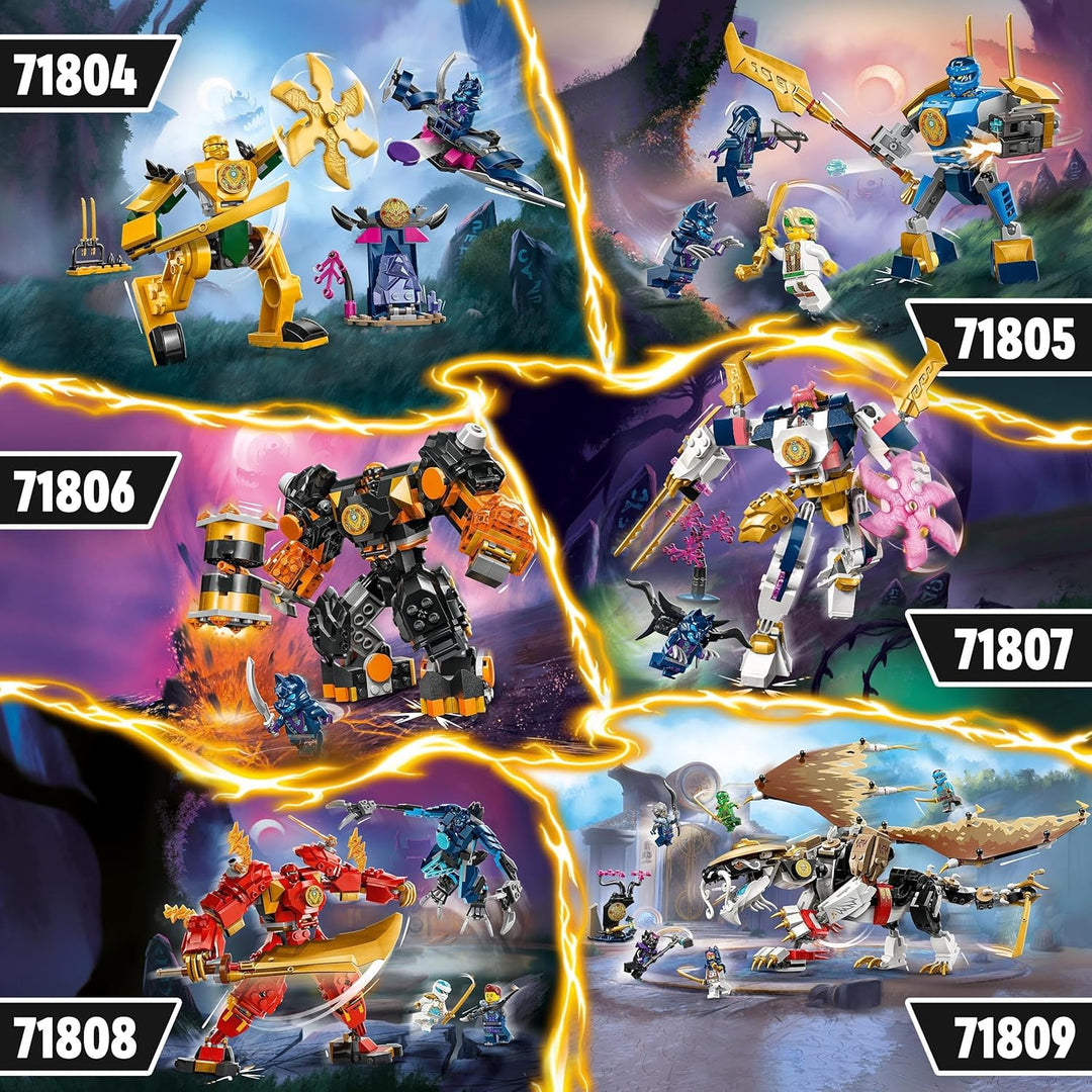 LEGO NINJAGO Jay Battle Mech, Ninja-Spielzeug für Kinder mit Figuren inkl. Jay-Minifigur mit Mini-Ka