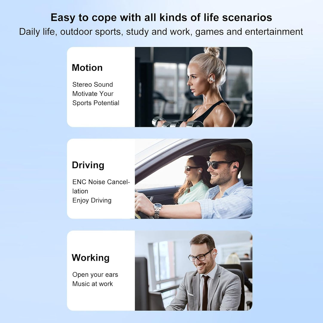 Open Ear Kopfhörer Bluetooth 5.3 ENC Clip On Ohrhörer für Sport | Kabellose Ear Clip Ohrhörer mit 55