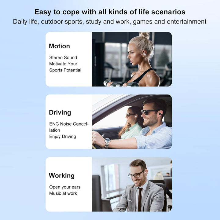 Open Ear Kopfhörer Bluetooth 5.3 ENC Clip On Ohrhörer für Sport | Kabellose Ear Clip Ohrhörer mit 55