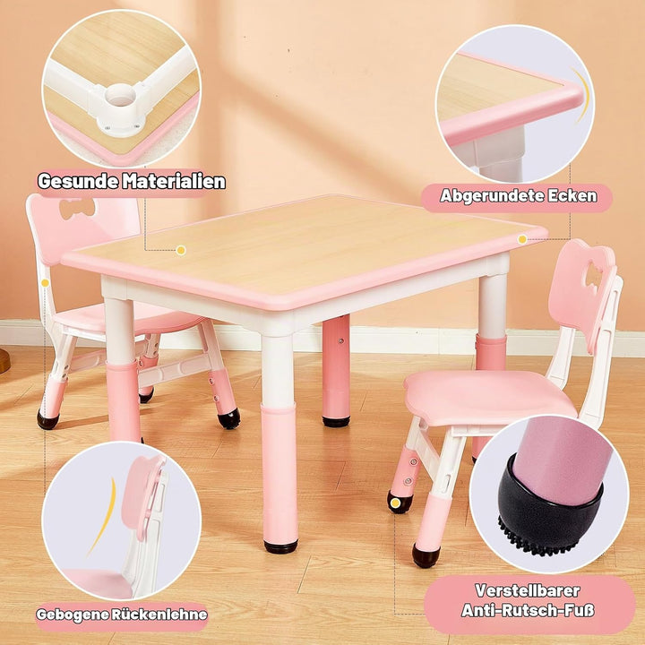 FUNLIO Kinderzimmertisch &amp; -stuhlsets, höhenverstellbar für Kinder im Alter von 3-8 Jahren, leicht a