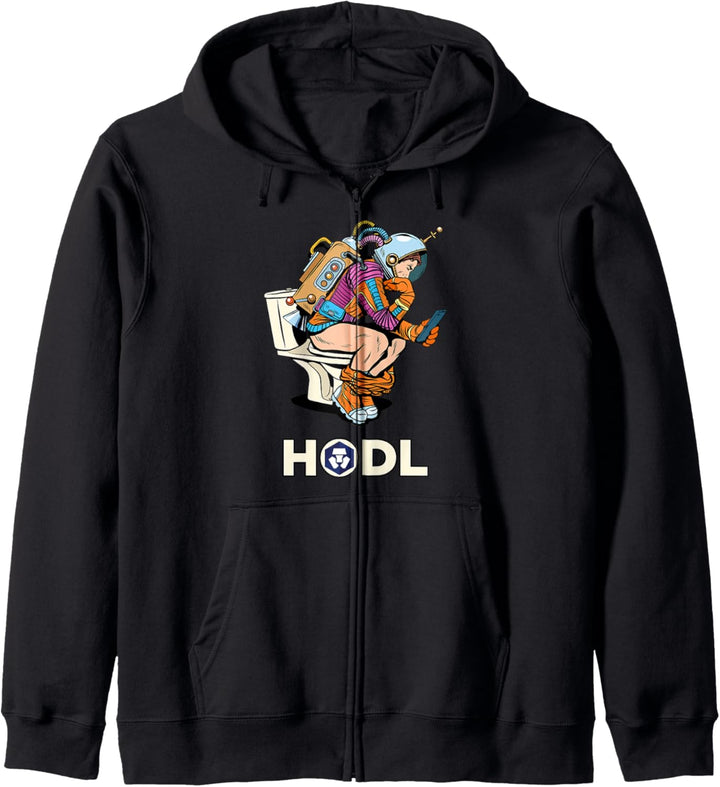 Cryptocurrency Talk CRO Crypto.com HODL Space Man auf Toilette Kapuzenjacke