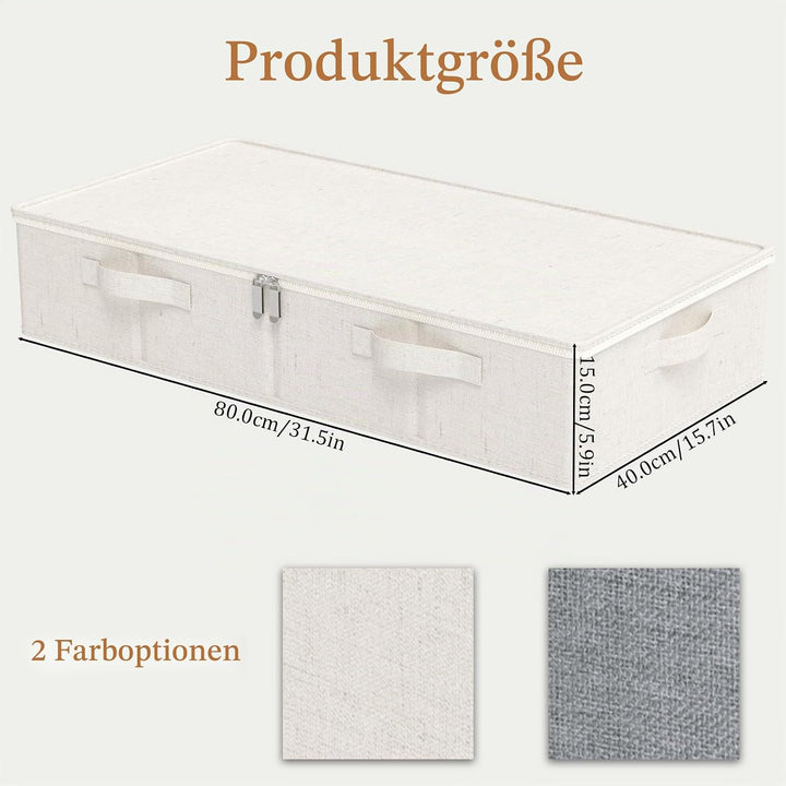 Unterbett Aufbewahrungsboxen aus Stoff, Faltbare Organizer Box mit Reissverschluss, Boxen mit Deckel