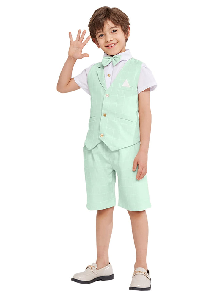 LOLANTA 4 STK.Kleinkind Junge Sommerhochzeit Kinderanzug,Festliche Anzüge Westen Set für Kinder, Som