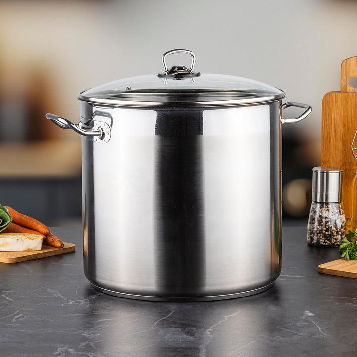 XXL Profi Universalkochtopf Suppentopf Jumbotopf Ø 30x28cm, 20 Liter, ca. 3,5 kg, Silber - für alle