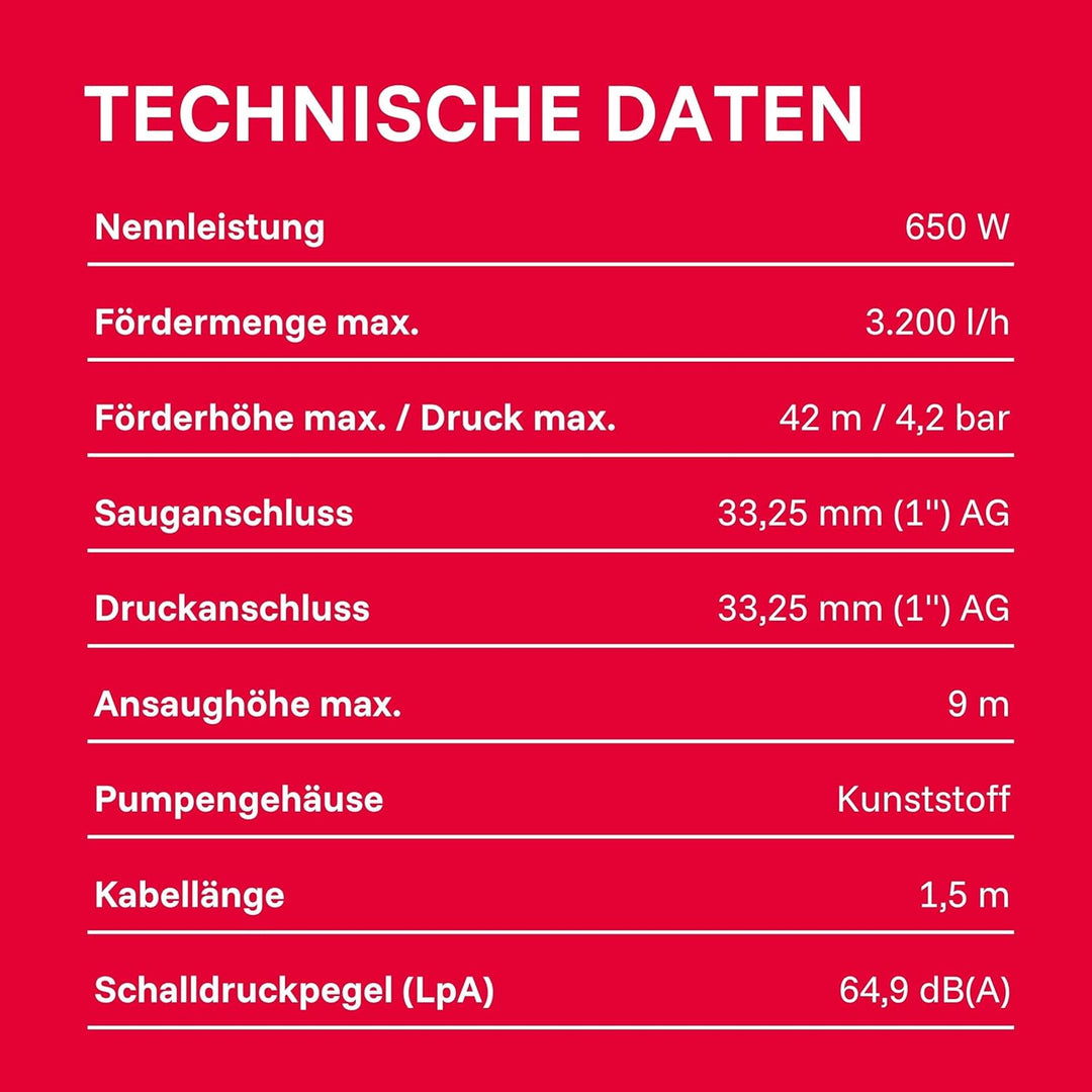 T.I.P. Gartenpumpe mit Bewässerungsset (3.200 l/h Fördermenge, 42 m Förderhöhe, 4,2 bar Druck, GFK,