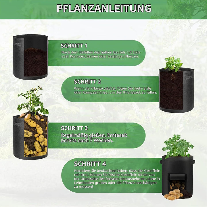 LITLANDSTAR 6 Stück 10 Gallonen Kartoffel Pflanzsack, Kartoffel Pflanzsack aus Vliesstoff mit Sichtb