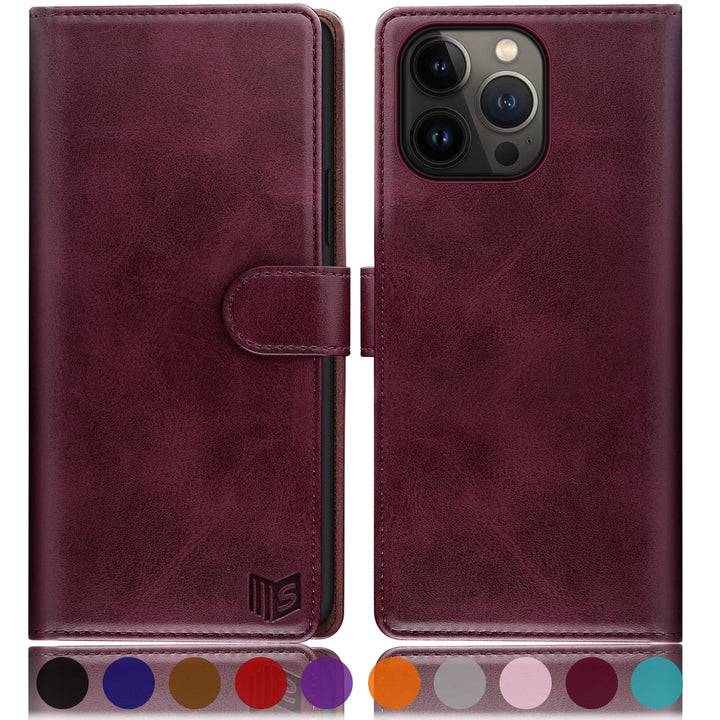 SUANPOT [RFID Schutz für iPhone 14 Pro Max 6.7" Hülle PU Leder Handyhülle Lederhülle Klapphülle Kart