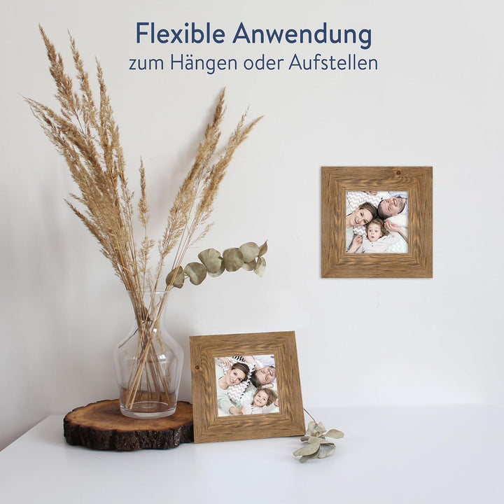 WANDStyle Bilderrahmen Strandhaus Stil 15x15cm I Farbe: Eiche-Optik I Fotorahmen I Holzbilderrahmen