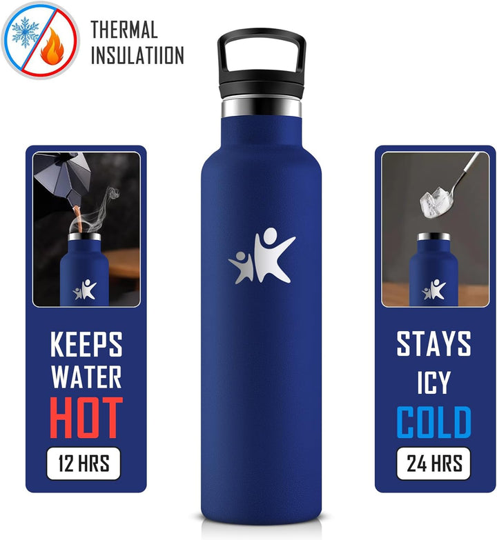 KollyKolla Trinkflasche Edelstahl 750ml, Isolierflasche mit Strohhalm, BPA-Frei, Kohlensäure Geeigne