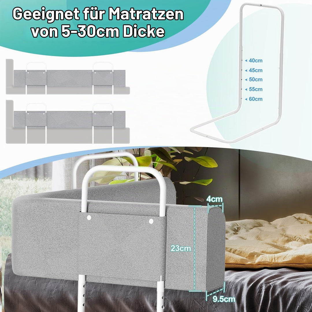 1X Bettgitter für Kinder 150cm, Baby Bettschutzgitter 5-Loch Höhenverstellbar, Weich Rausfallschutz