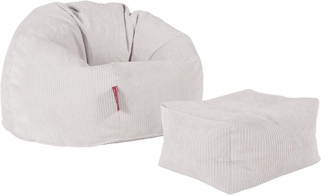 Lounge Pug, Fusshocker Pouf, Nadelstreifencord Stein