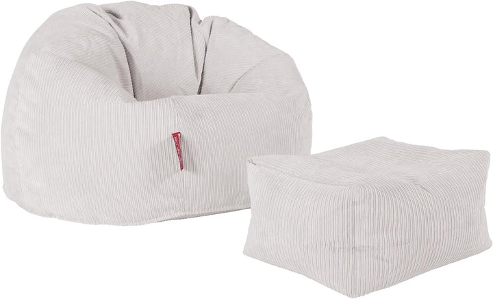 Lounge Pug, Fusshocker Pouf, Nadelstreifencord Stein