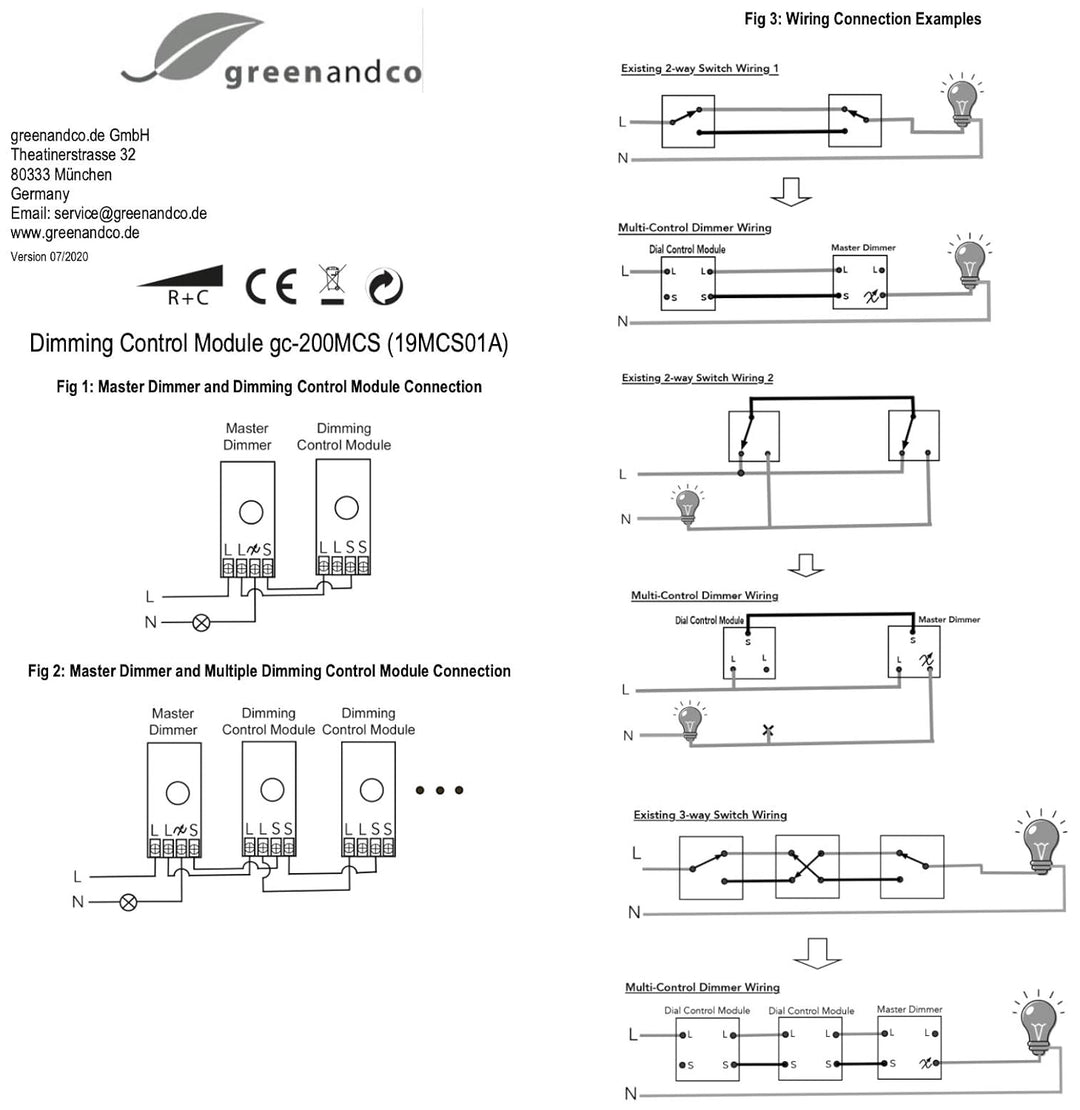 greenandco gc-200MCS zusätzliche Bedieneinheit für digitalen Master Dimmer gc-200MCM, weiss (DIES IS