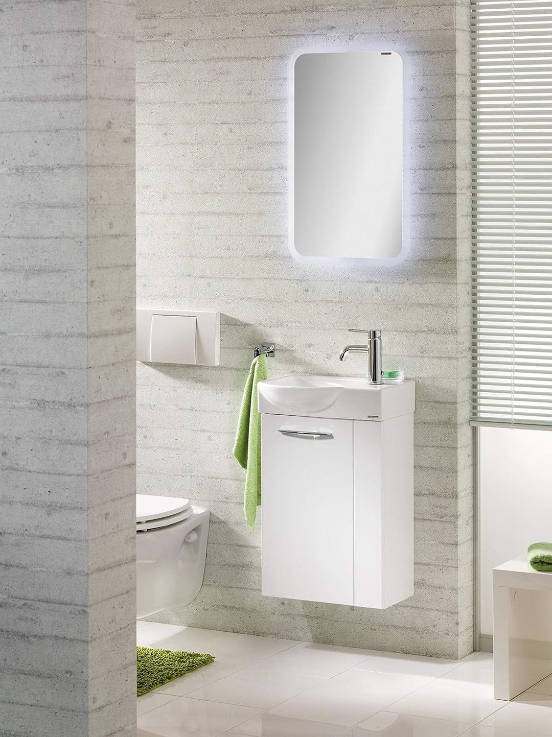 FACKELMANN Waschbecken links Gäste-WC / Waschtisch aus Keramik / Masse (B x H x T): ca. 45 x 10,5 x