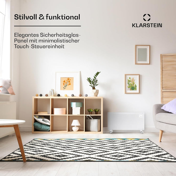 Klarstein Elektroheizung, Konvektor-Heizung mit Bodenrollen, Mobile Elektroheizung Energiesparend, S