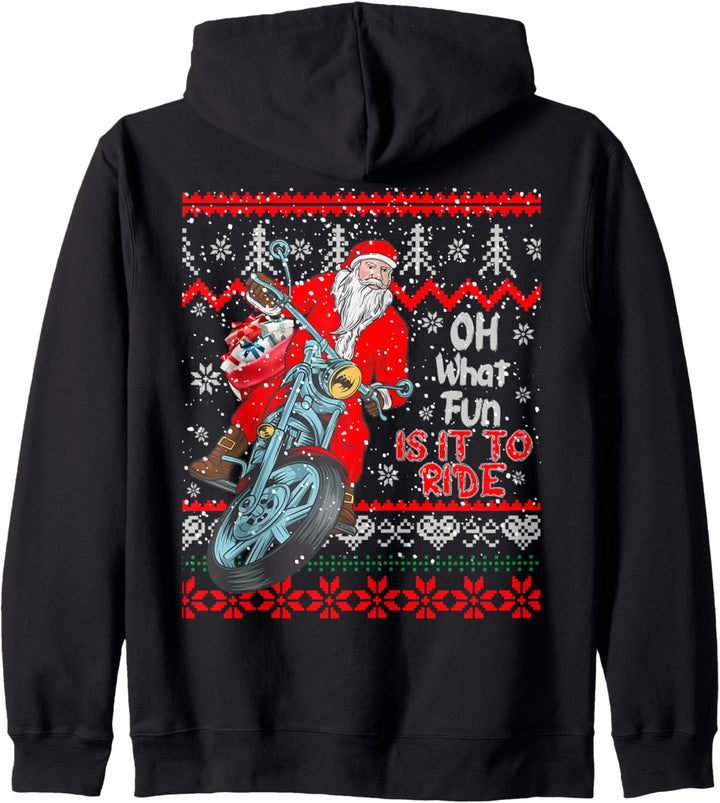 "Biker Santa" hässlichen Weihnachtspullover Kapuzenjacke