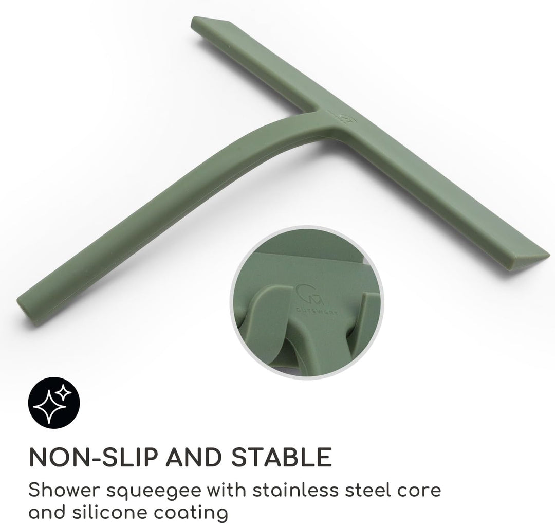 Gütewerk Duschabzieher, Silikon-Abzieher Dusche, Hygienischer Abzieher für Badezimmer, Duschwand & F
