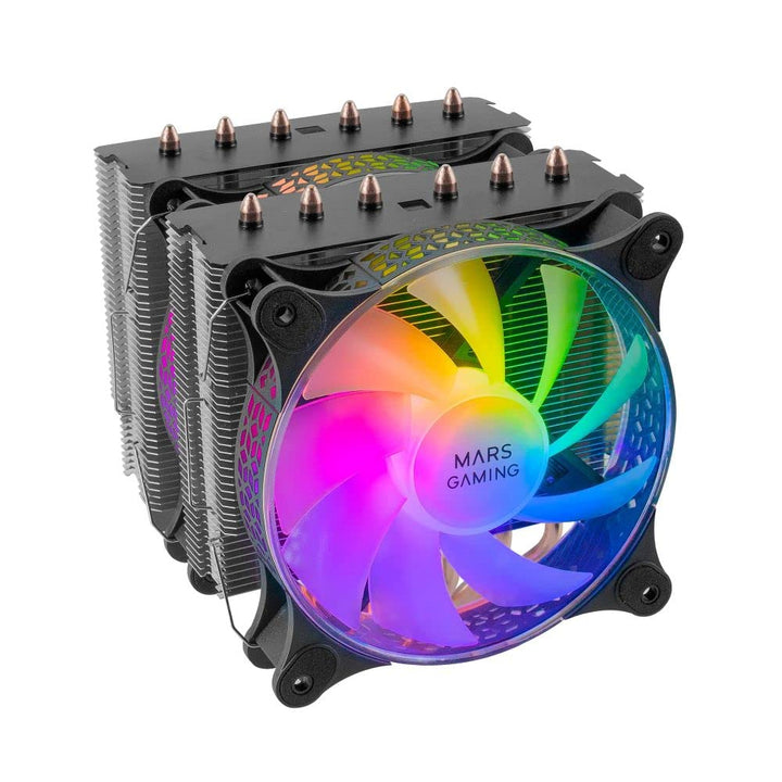 Mars Gaming MCPU-XT Schwarz, CPU Kühlkörper, Dual Tower Kühlung, 6 HCT Heatpipes, TDP 300W, 2 ARGB P