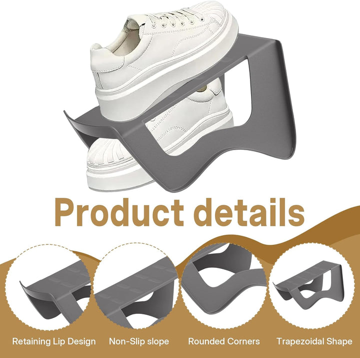 12 Stück Schuhstapler Platzsparend, rutschfest Doppelschicht Schuhsortierer Schuh Organizer für Schr