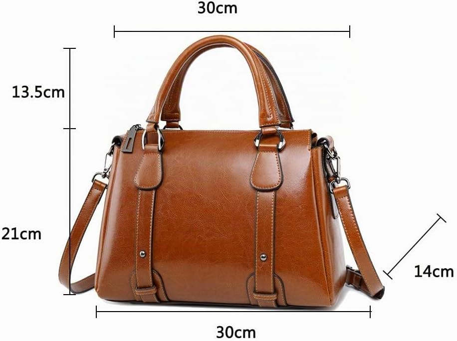 Coolives Damen Tasche aus Leder Handtasche Henkeltasche Umhängetasche Schultertasche Braun EINWEG, B