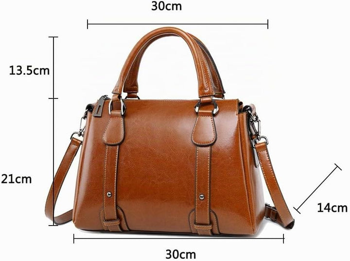 Coolives Damen Tasche aus Leder Handtasche Henkeltasche Umhängetasche Schultertasche Braun EINWEG, B