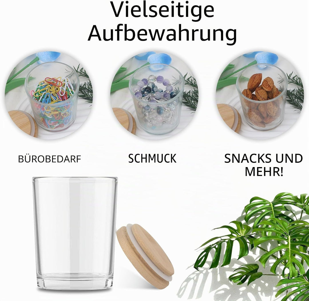 MILIVIXAY 20 Stück klare, dicke Glas-Kerzengläser mit Deckel, leere Kerzengläser für die Herstellung