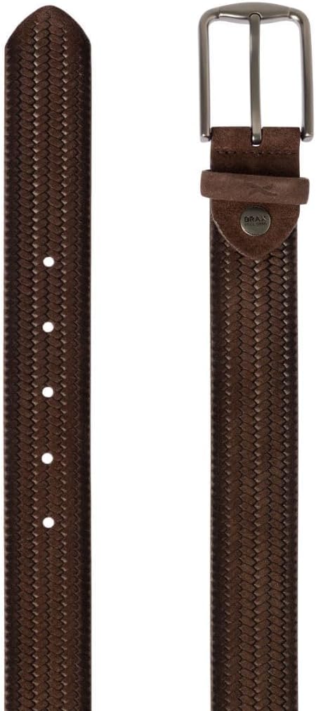 BRAX Herren Haka Gürtel Ledergürtel - Fischgrat Geprägt Gürtel 100 Brown, 100 Brown