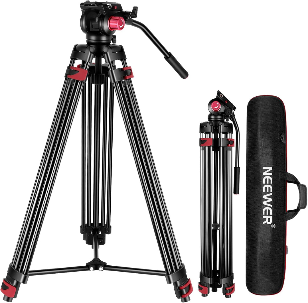 NEEWER 200cm Videostativ, Robustes Kamerastativ aus Aluminiumlegierung mit 360° Fluidkopf & Manfrott