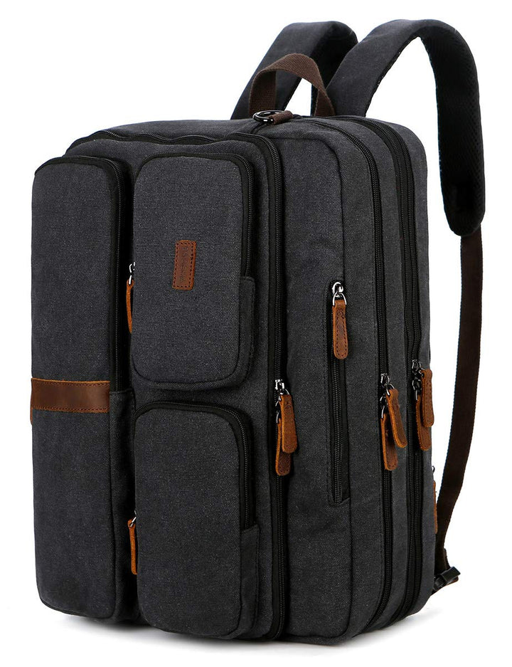 Baosha 3 in 1 Cabrio Leinwand Leder Handtasche Laptop Rucksack Aktentasche Passt 15.6 17.3 Zoll Lapt
