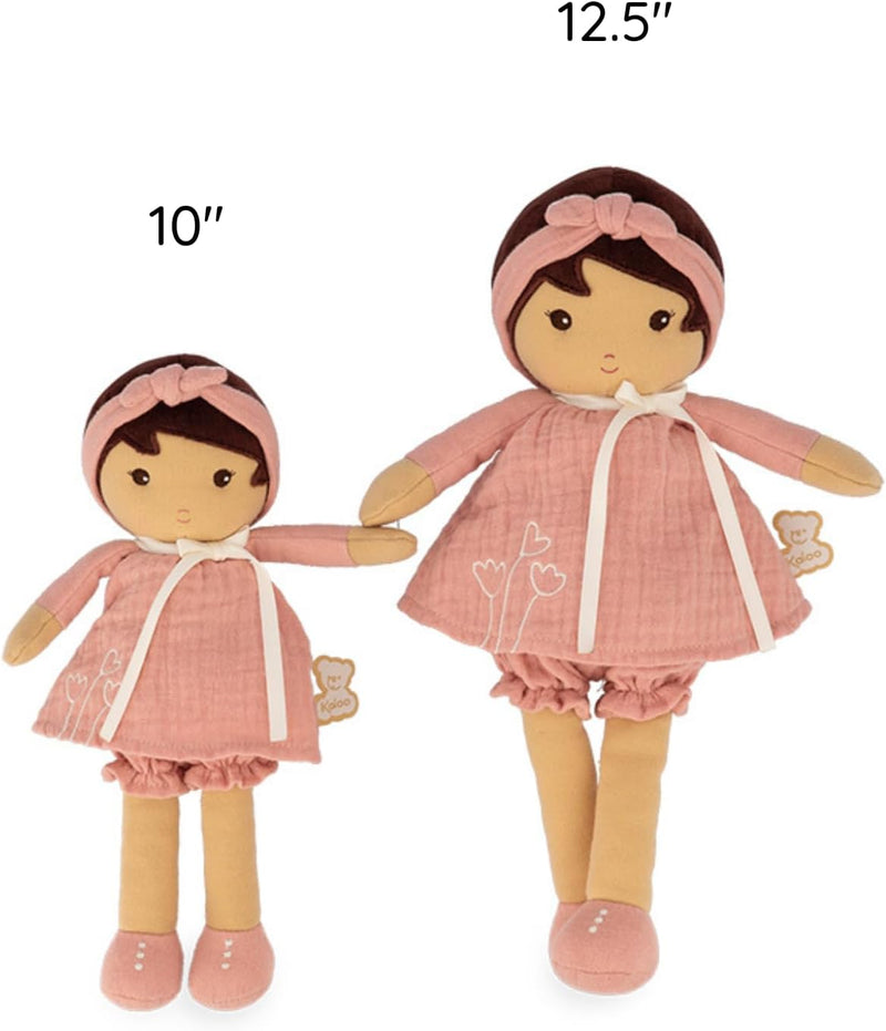 KALOO - Tendresse – My First Amandine Doll – Cloth Doll 32 cm – Pink Chiffon Dress – Matte Skin – Pr