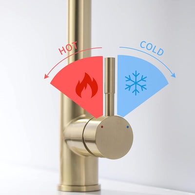 TIMACO Gebürstetes Gold Küchenarmatur mit Ausziehbare Brause Wasserhahn Küche 360° Schwenkbar Mischb