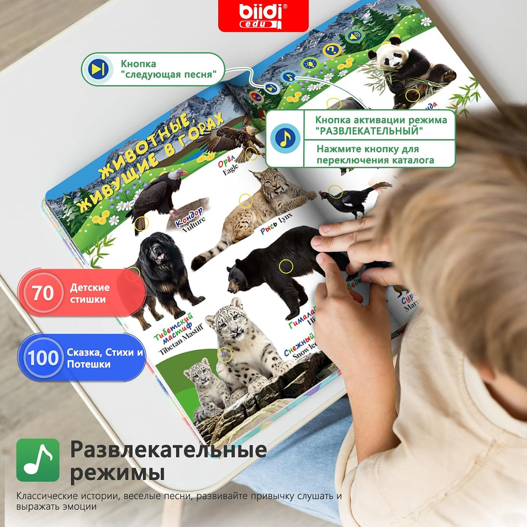 Soundbuch Englisch Russisch zweisprachig aufladbar Kinderspielzeug 3-6 Jahr | 40 Lieder 30 Geschicht