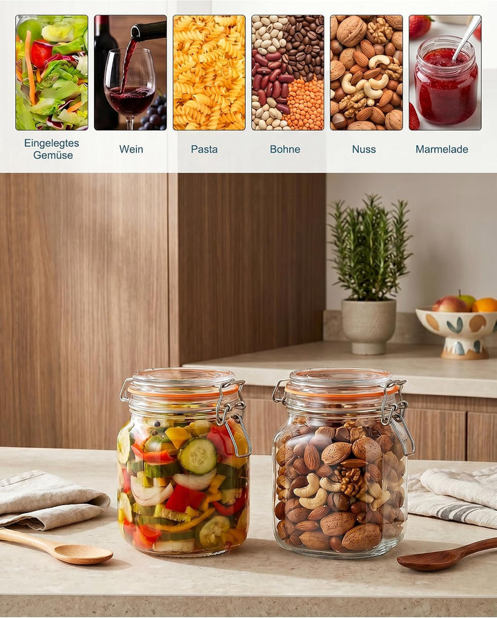 2er-Pack Fermentierglas 1L mit Gärventil und Gewicht: Premium Fermentationsglas Auslaufsicheres Ferm
