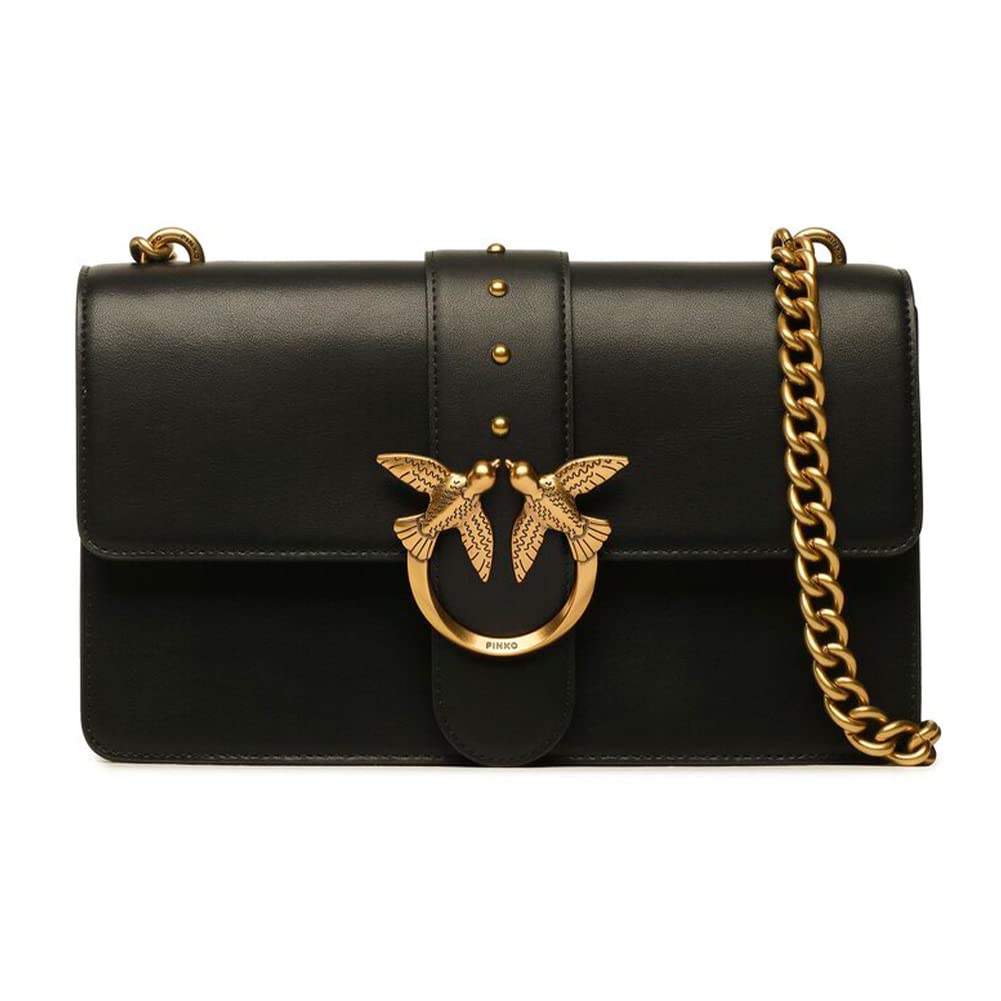 Pinko Damen Love One Classic C Kalbsleder Set Tasche Z99q_schwarz-antique Gold, Z99q_schwarz-antique