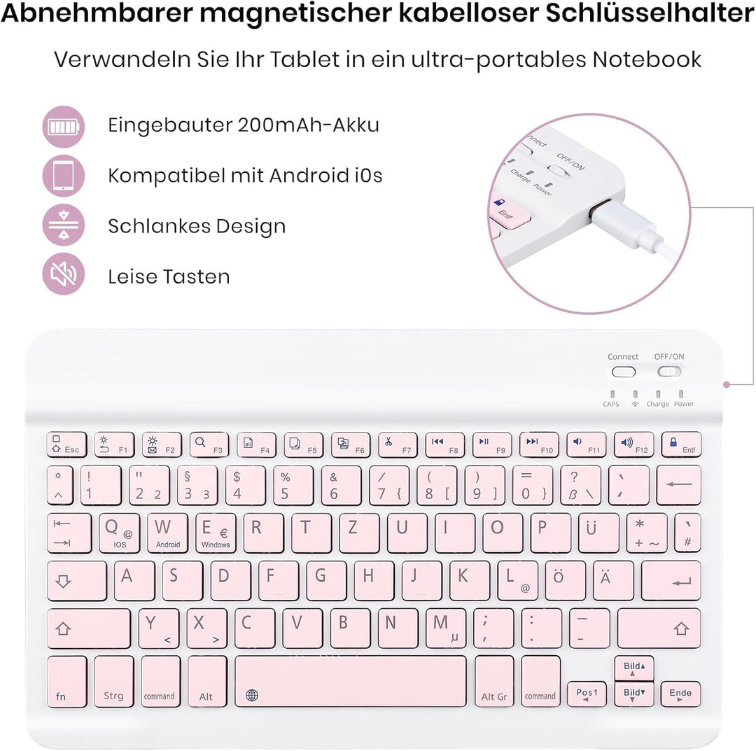 Tastatur hülle für Xiaomi Redmi Pad 2 11" 2025 &amp; Redmi Pad SE (Rosa) | Abnehmbare drahtlose Bluetoot