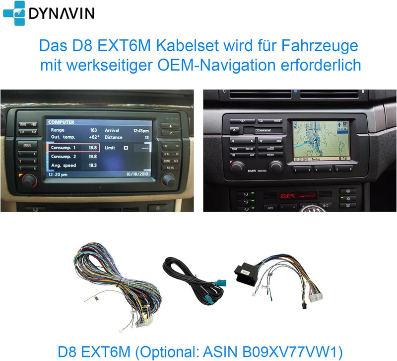 DYNAVIN Android Autoradio Navi für BMW 3er E46, mit 4 * 100W DSP Verstärker | DAB+ Radio; Kompatibel