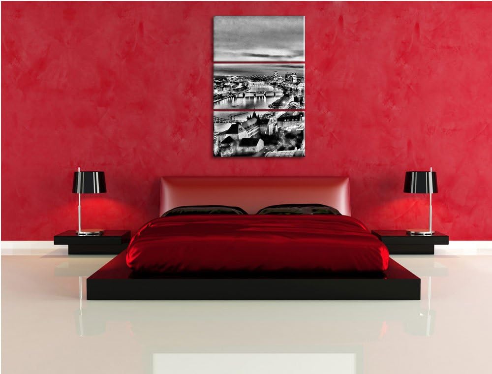 Pixxprint Frankfurt Skyline als Leinwandbild/Grösse: 3 Teilig (120x80) / Wandbild/Kunstdruck/fertig