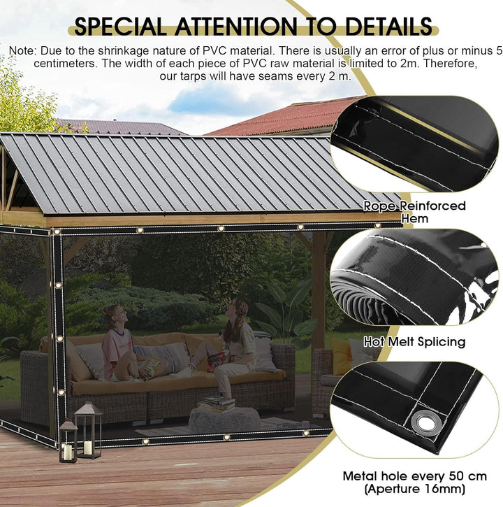 Sonnenschutz UV-Schutz Teilweise Transparente Plane mit ösen 400g/m² 3x1m, Abdeckplane Zeltplane Was