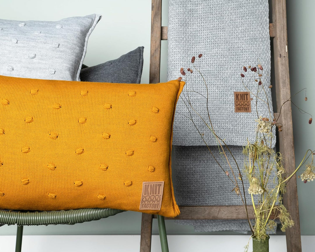 KNIT FACTORY - Noa Kissen - Grau - 60x40 cm 60x40 cm Grau, 60x40 cm Grau