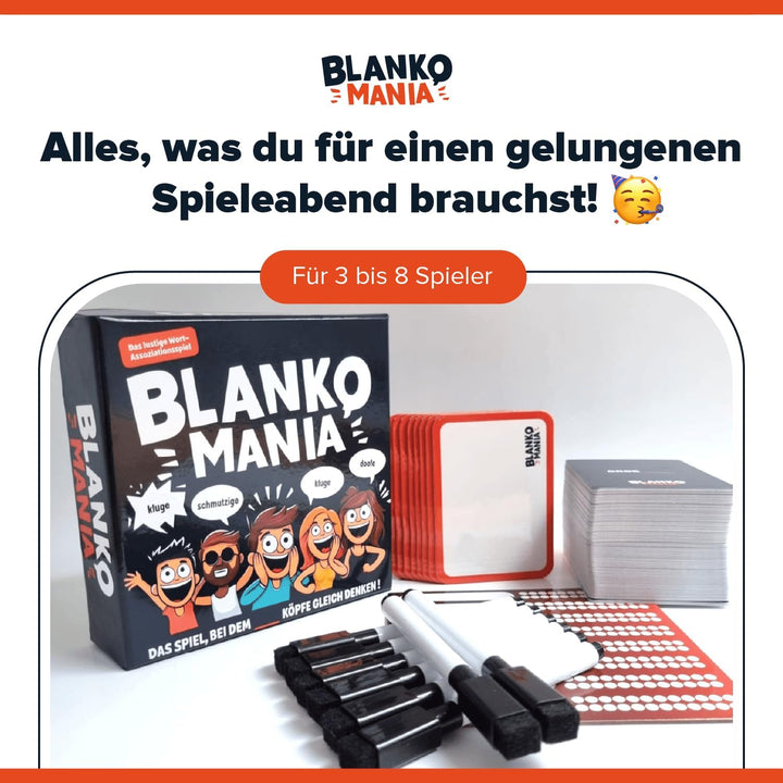 Blankomania – Wer Denkt wie du? | Das Lückentext-Partyspiel für 3-10 Erwachsene und Leute mit schwar
