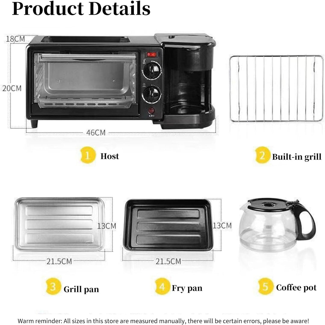 3 in 1 Multifunktions-Frühstückszubereiter, Mini Backofen und Antihaft-Bratpfanne, 9 L Mini Ofen, 30