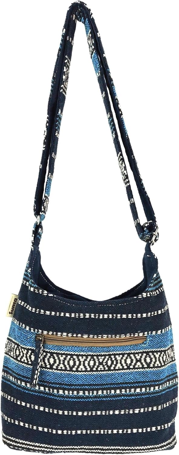 Sunsa Damen Umhängetasche. Hobo Tasche aus gewebter Baumwolle mit verstellbare Henkel. Crossbody Sch
